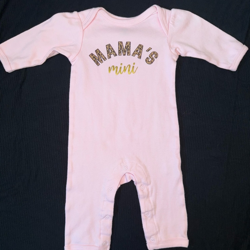 Soft Pink Footies One Piece with Mama's Mini Design
